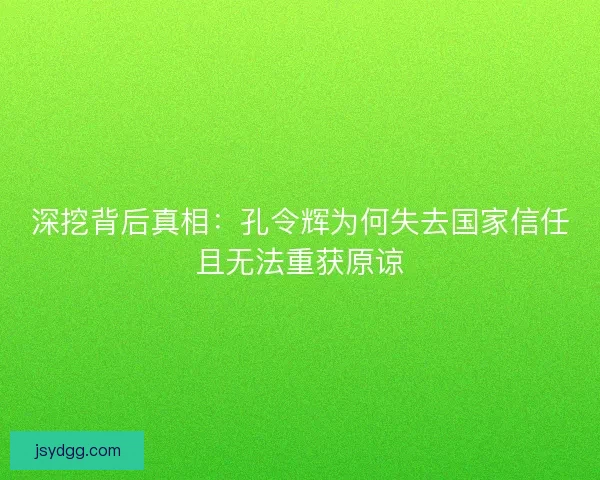 深挖背后真相：孔令辉为何失去国家信任且无法重获原谅